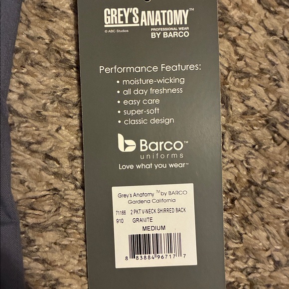 Grey’s Anatomy 2 pocket scrub top in granite -size medium NWT - Picture 4 of 5